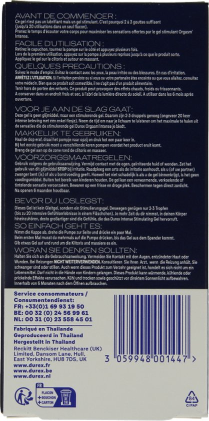 Durex - Intens Orgasme Gel - 10 ml - Stimulerende Gel, versterkt orgasme