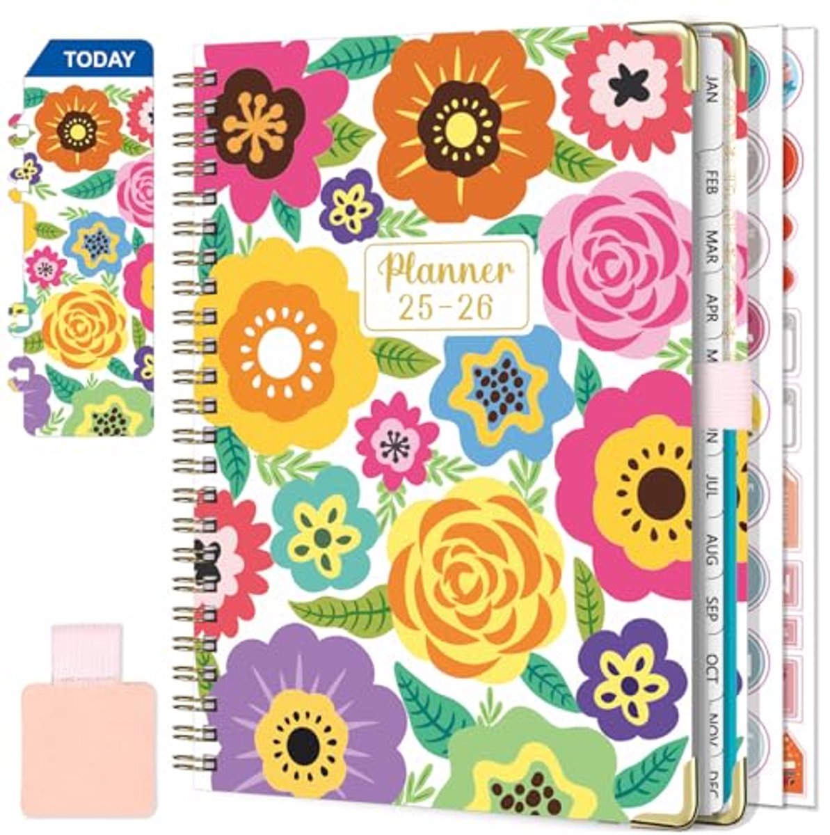 Spiraalagenda 2025-2026 - A5 Week Planner met Penlus, Liniaal Boekmarker en Planningsstickers