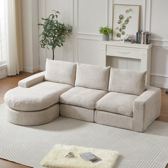 Foto: Phoebe cat hoekbank chenille stof modulaire l vormige bank geen montage nodig beige