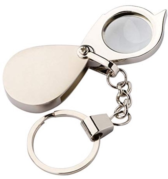 Draagbare sleutelhanger met 10-voudig vergrootglas, compact, opvouwbaar mini -vergrootglas met sleutelring voor comfortabel lezen en verkennen in de open lucht (blauw