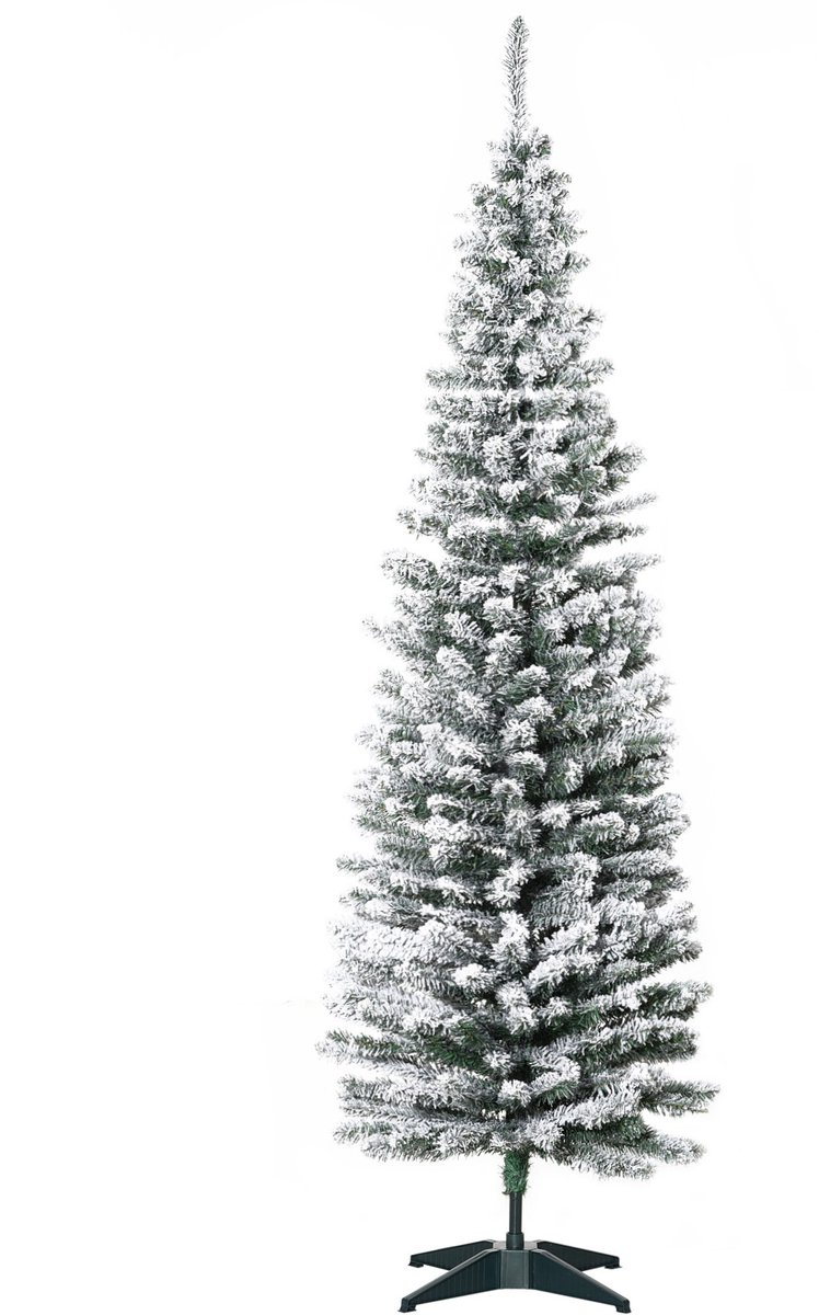 HOMCOM Kerstboom Kunststof, Metaal Ø55 x 180H cm Groen+Wit