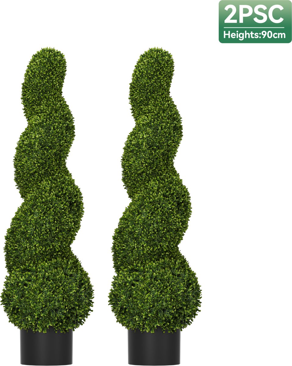 Kunstbuxus spiraal 120cm Kunstplanten met pot, Kunstbuxus, Kunstboom voor woonkamer, slaapkamer, kantoordecoratie (2 stuks)