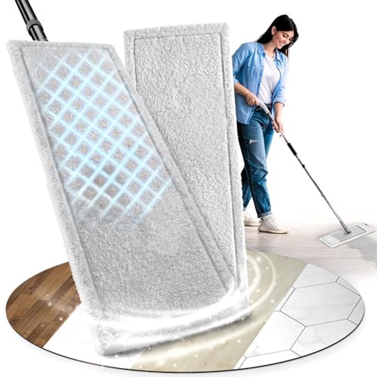Dweilmop Overtrek voor Vloerwisser - Duurzaam en Stevig (40 cm, 2 Stuks)