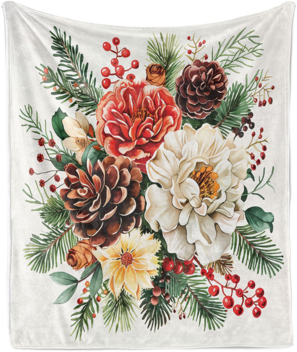 New Bed Kerstmis Vintage kerstversieringsprint Zachte Flanellen Fleece Deken, 230 cm x 175 cm