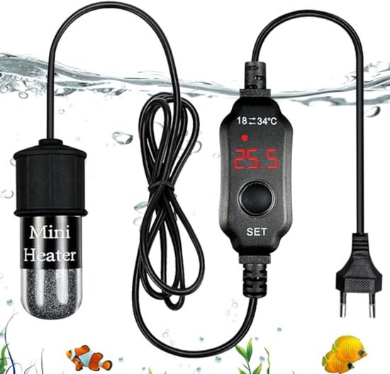 Mini Aquarium Verwarmingselement - 10W USB met Temperatuurregeling en LED Display