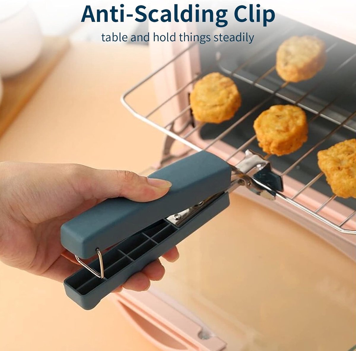 Pince 2 En 1 Anti-brûlure En Silicone - Pour Airfryer, Four, Micro-ondes - Porte-casserole Sécurisé - Verrouillage Pliable - 9