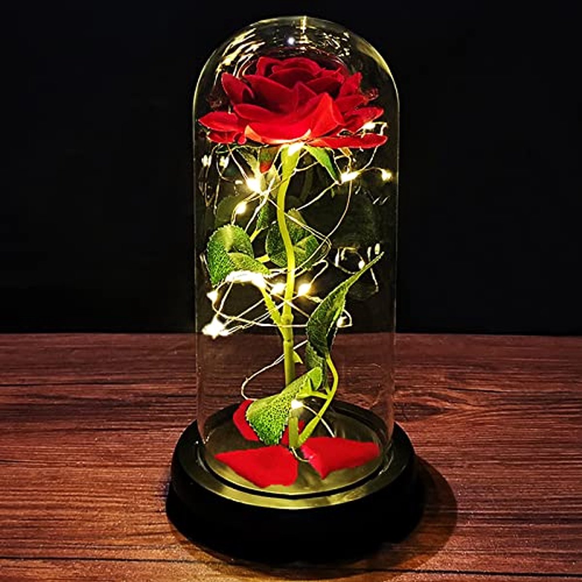 Eeuwige Roos in Glazen Koepel met LED Verlichting - Perfect Geschenk voor Vrouwen, Moederdag, Verjaardag en Speciale Gelegenheden