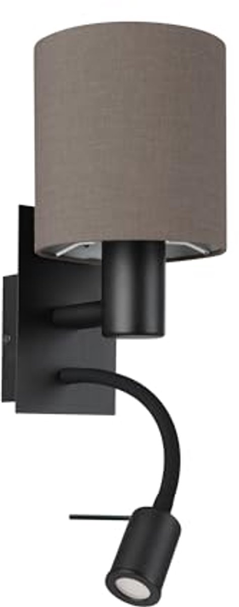 LED Wandlamp voor Binnen met Leeslamp - Moderne Wandspot voor Woonkamer en Slaapkamer - Zwart Metaal en Textiel