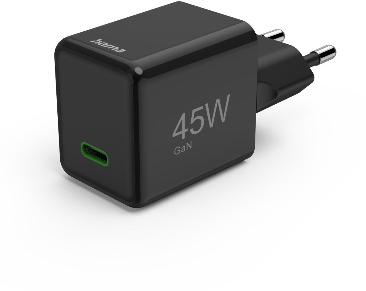 Hama Fast Charger USB-C PD/QC/GaN Super-Mini Charger 45 W Zwart