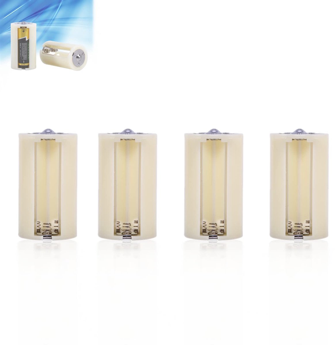 4pcs Universal 3 AA to D Size Mobile Parallel Battery Conversion Adapter Holder Switcher Converter Cases Box White