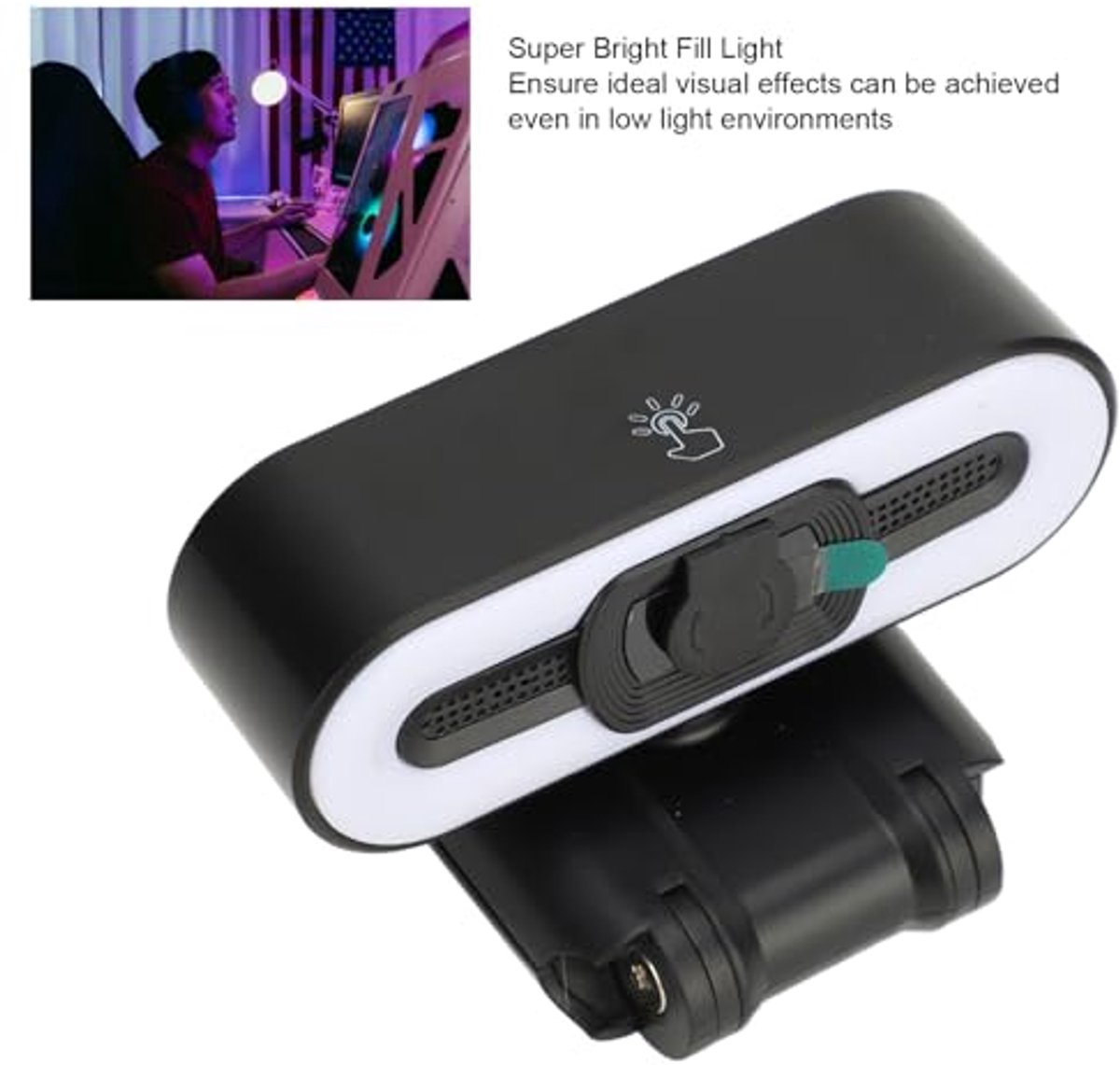 4K Webcam, 4K Webcam met Microfoon, Vullicht, USB 2.0 Poort, Car Beauty PC Camera voor Laptop, Videocamera, Live Streaming thumbnail 2