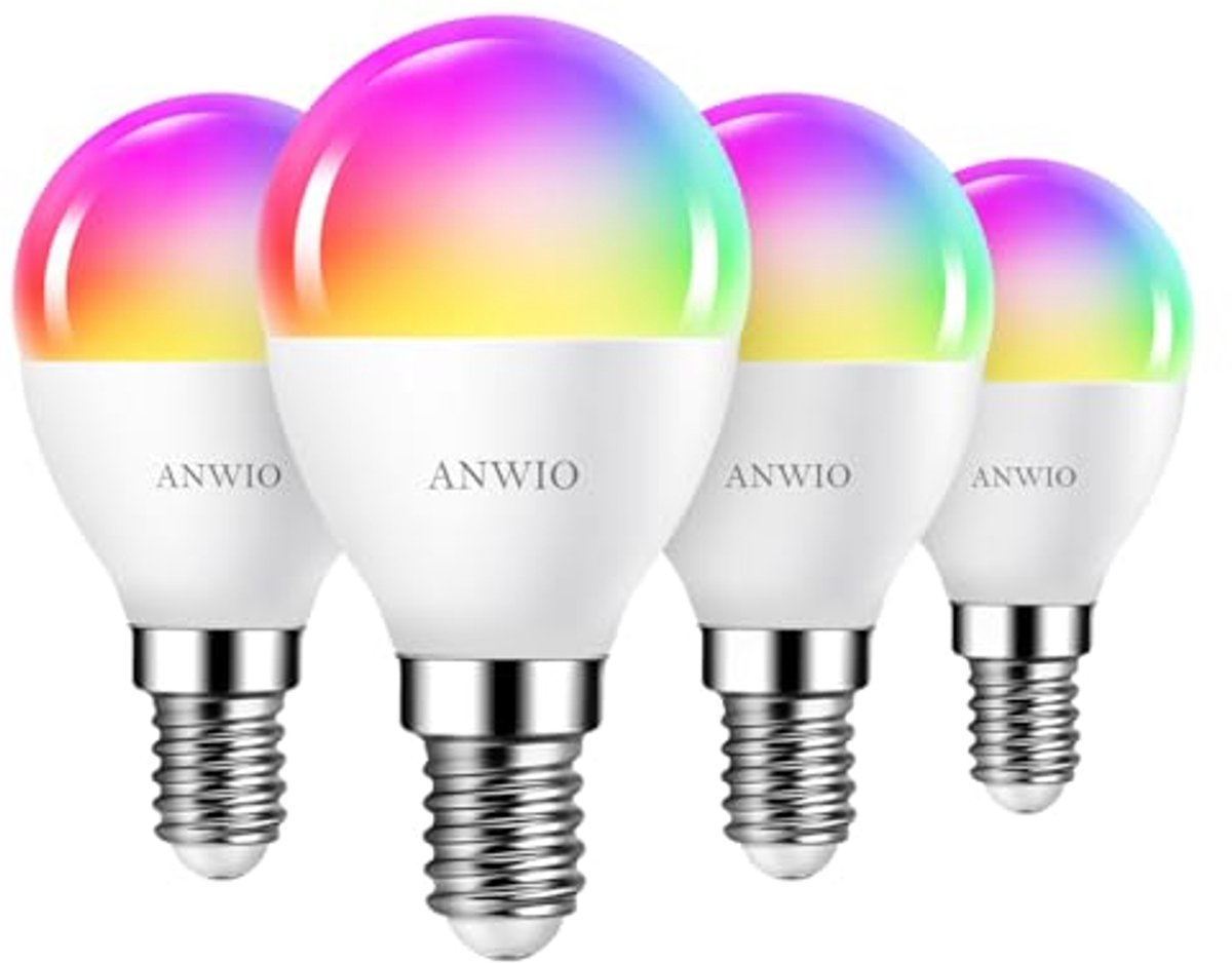 Slimme Wifi Gloeilamp E14, RGB Dimbare Lamp 5W, Compatibel met Alexa en Google Assistant