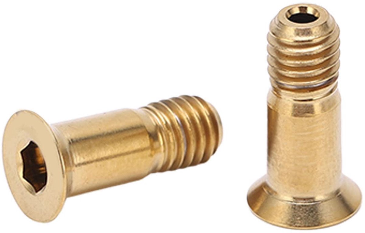 M5 14.2mm Flat Head Hollow Rear Derailleur Guide Wheel Screws, Alloy Golden Derailleur Pulley Bolt Screws for Race Mountain Bike
