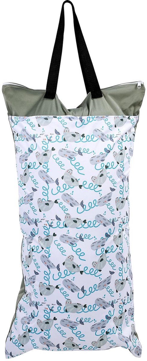 Grote waterdichte wetbag met dubbele ritssluiting voor natte zwemkleding, met aparte vakken voor droge en natte kleding, ideaal als luiertas voor onderweg, blauw, casual luiertas.