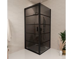 Lomazoo Douchecabine Cartagena - 90x90x200cm - Zwart - 6mm Rookglas - Nano Coating Anti Kalk