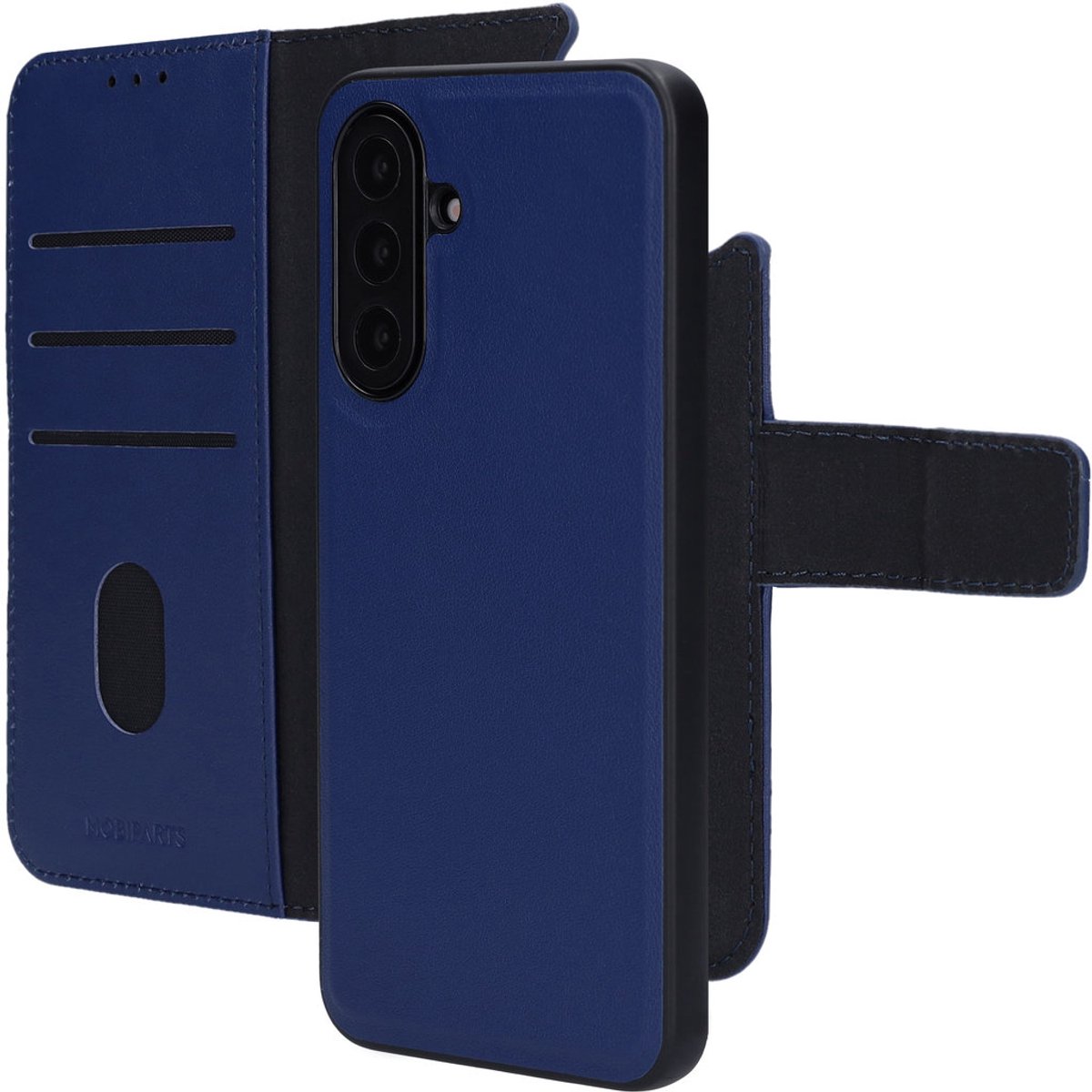 Mobiparts hoesje geschikt voor Samsung Galaxy A17 - Wallet 2-in-1 Boekhoesje - MagSafe - Echt Leder - Uitneembare Case - Sterke Magneet Sluiting - Contactloos betalen - Blauw