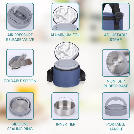 Belle Vous voedselcontainer met lepel - 700 ml roestvrij stalen vacuüm geïsoleerde
