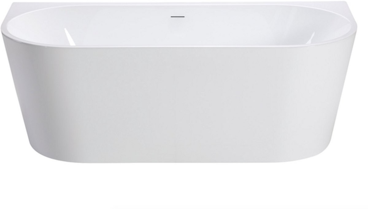 LINEA UNO - Eiby 170 - Glans wit - Halfvrijstaand bad - Wit - 170 x 80 x 60 cm - Half vrijstaand - Acryl - D-vorm- 151344