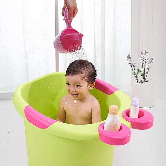 Douche beker - 2stuks - Haar wassen zonder shampoo in de ogen - Badgieter - Spoelen Shampoo Spoeler - Haarspoelbeker voor baby's - Baby Haarspoeling Kruik Baby Haarspoelbeker - Kraamcadeau - Groen, roze van Badgieter — afbeelding 5
