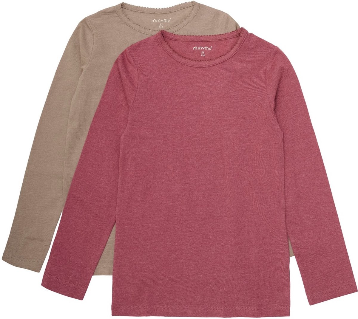 Minymo Kinder Basic 34 T-shirt met lange mouwen (2-pack) 3935