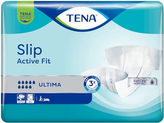 TENA Slip Active Fit Ultima medium, 21 stuks. Met CONFIOAIR™ ademend, FEELDRY™ advanced, en multi-fixation.