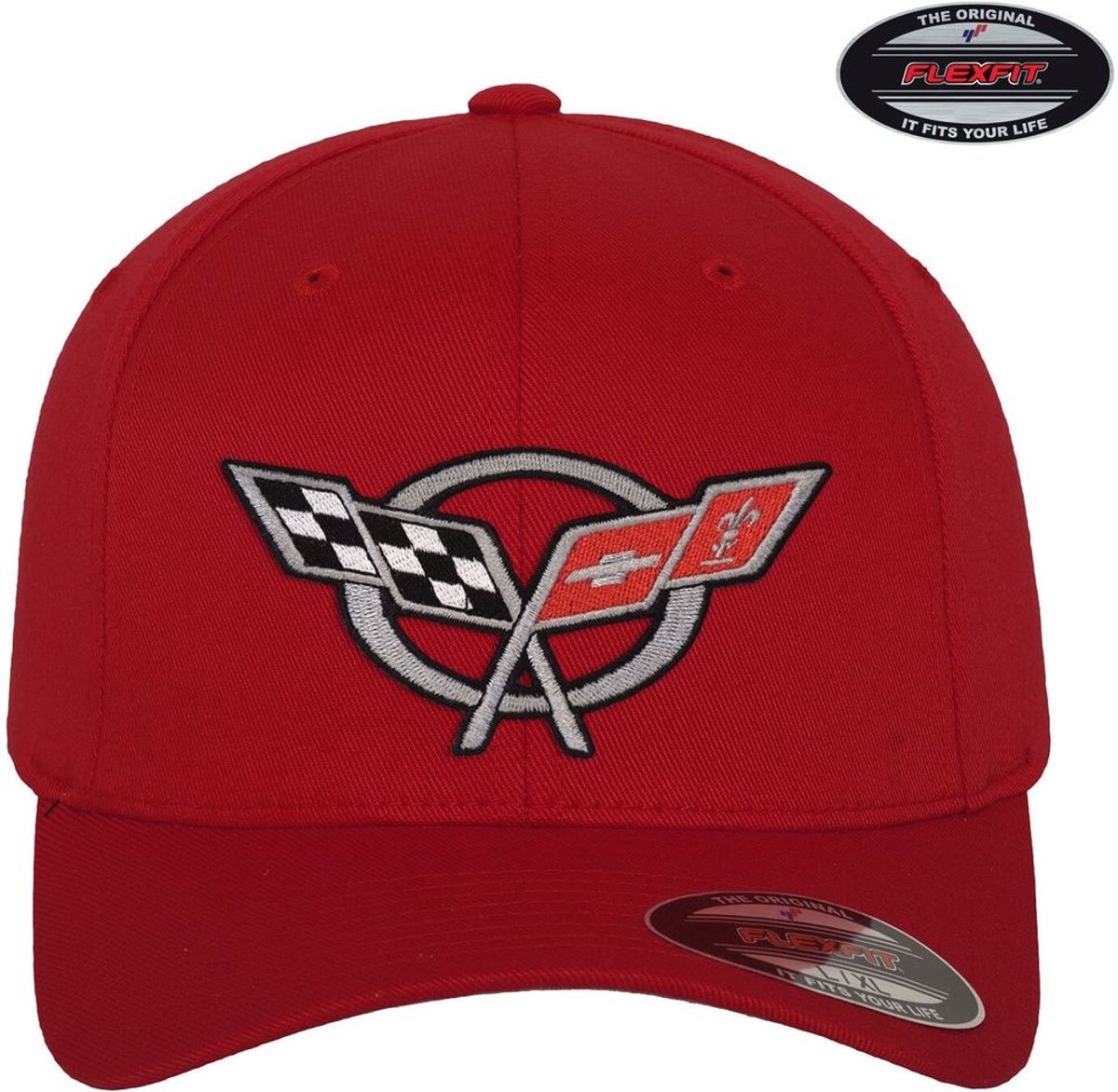 Corvette Cap C5 Flags Flexfit Cap GM-92-CORV9902-CB63 Red-L/XL