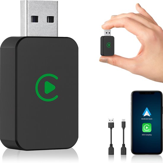 Draadloze CarPlay & android dongle - Auto - Bluetooth - Draadloos - Wireless - Receiver - Compact - incl USB-C - Skoov