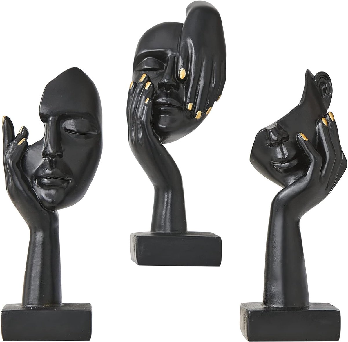 Decoratie Beeldjes en Sculpturen - 3-delige set - Modern design - Voor kantoor, woonkamer en slaapkamer - Zwart
