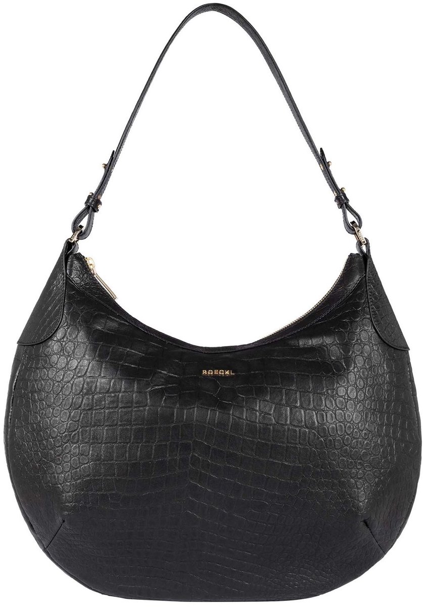 ROECKL Leren schoudertas Liberty Shoulderbag Croco Black zwart