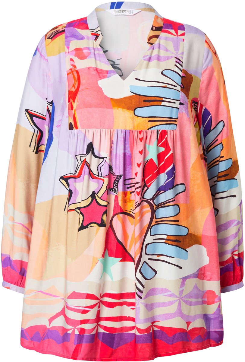 Angel of Style - Dames - Tuniek A-lijn all-over print lange mouwen - Roze - Maat 44