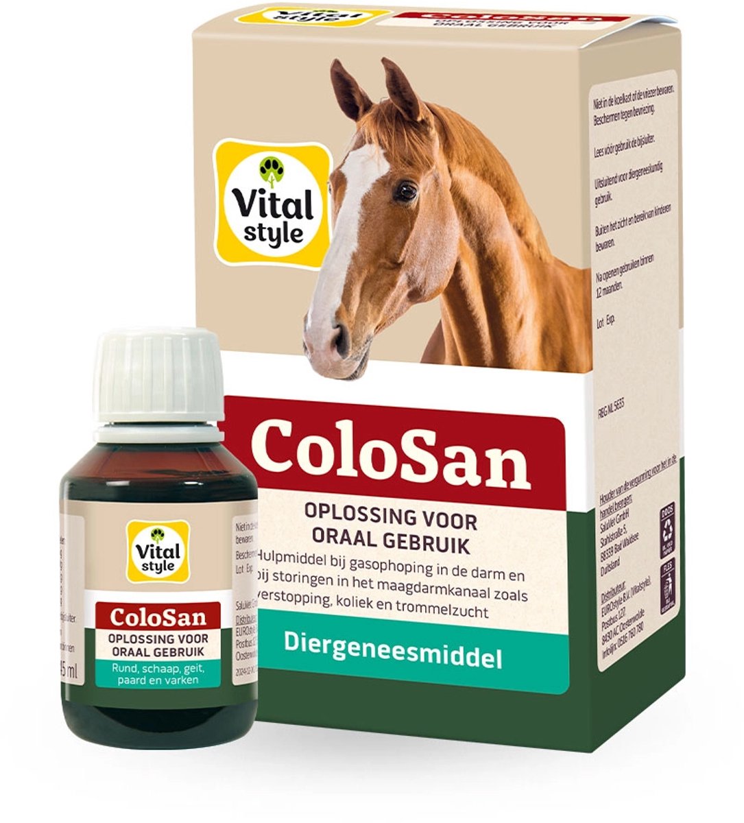 VITALstyle Colosan - Paarden Supplement - Eerste Hulp Bij Storingen In Het Maagdarmkanaal - Met o.a. Levertraan & Anijsolie - 100 ml