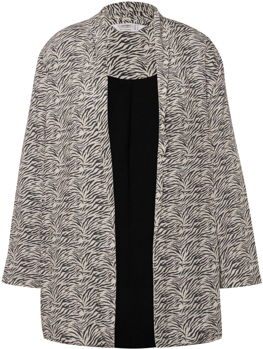 Angel of Style - Dames - Kimono zebraprint open model wijde lange mouwen - Zwart - Maat 46