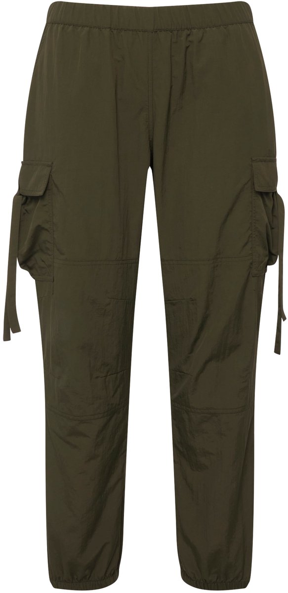 Ulla Popken - Dames - Cargobroek utility-style elastische tailleband - Olijfgrijs - Maat 56