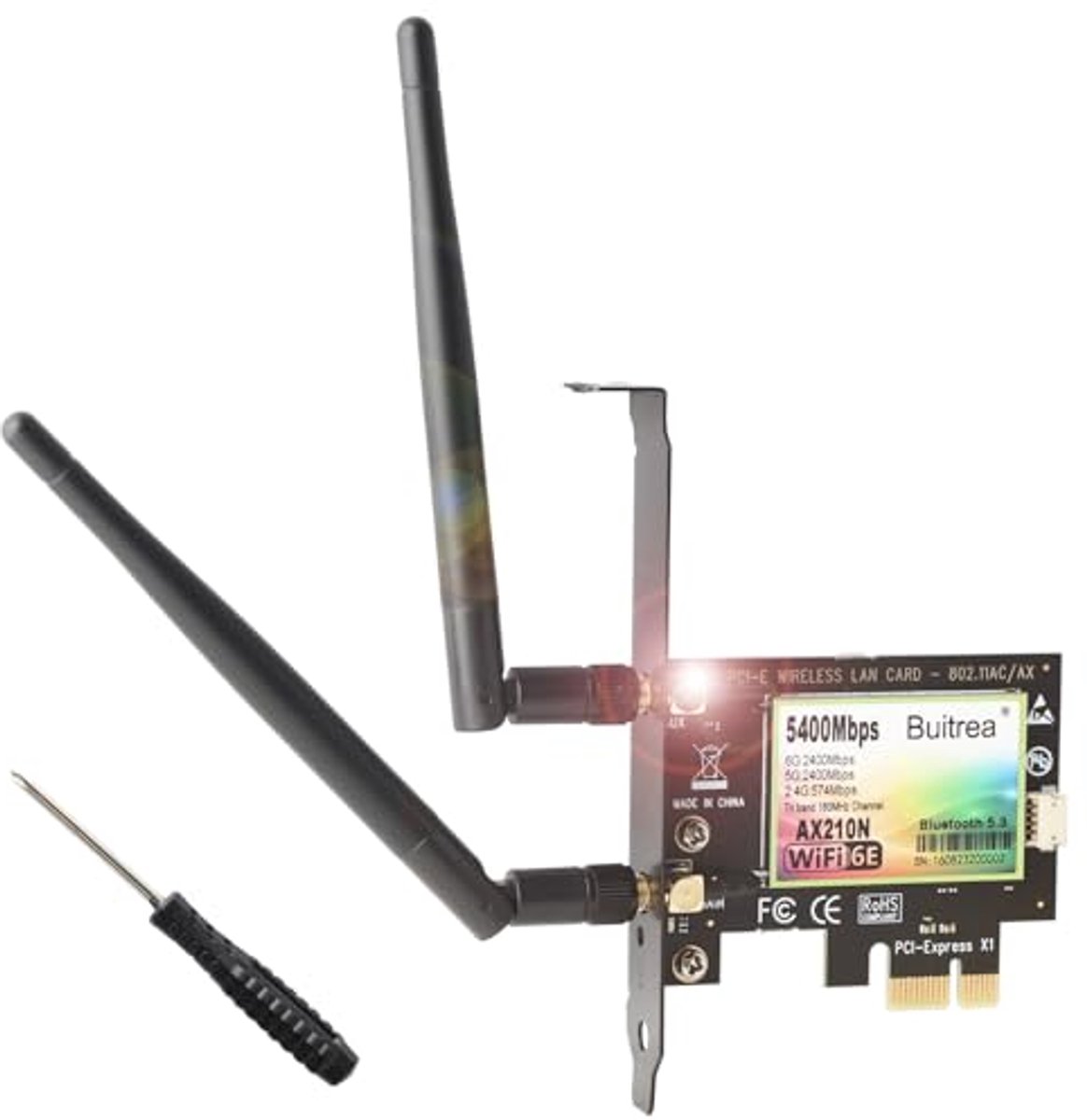Tri-Band WiFi 6E en Bluetooth 5.3 Netwerkkaart voor PC - Maximale Snelheid tot 5400 Mbps voor Gaming en Streaming