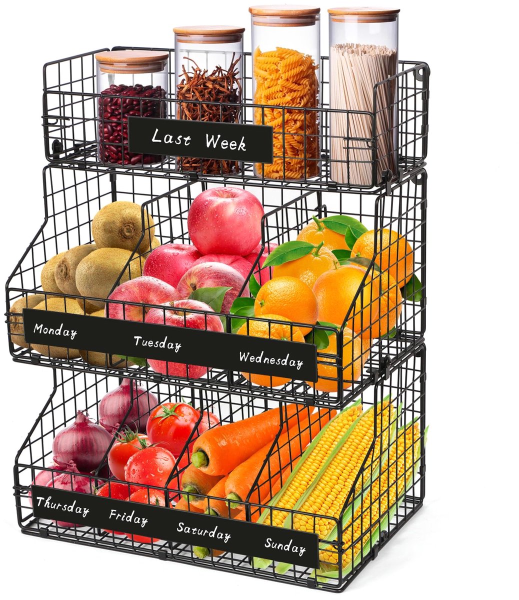 Ibenzoa® Stapelbare metalen mand met drie lagen voor diverse opbergmogelijkheden