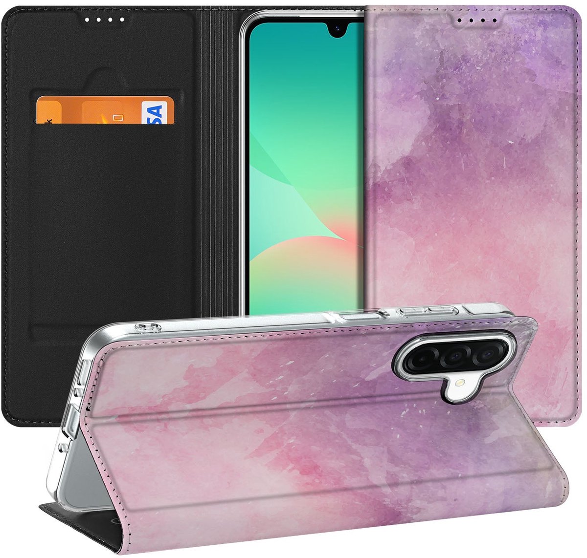 Bookcase voor Samsung Galaxy A26 Pink Purple Paint