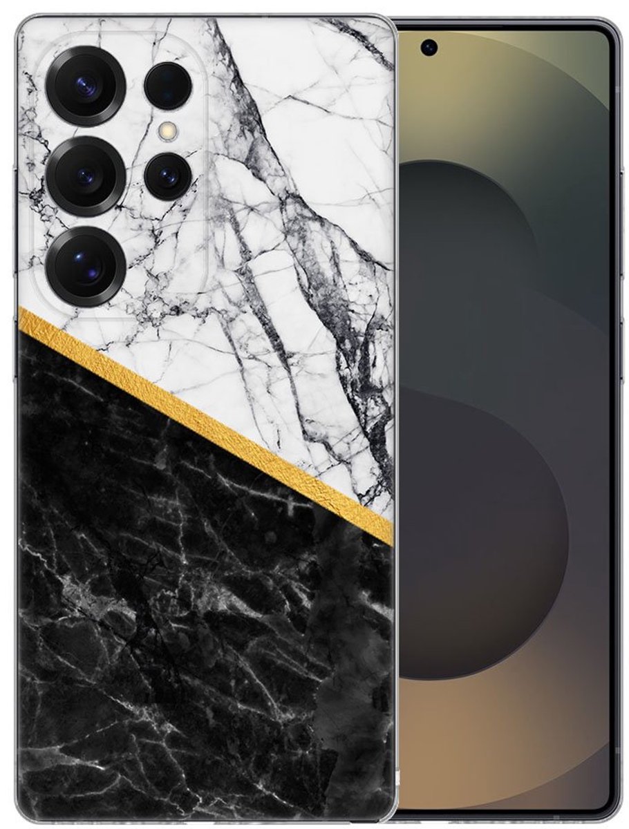 TPU Hoesje Samsung Galaxy S25 Ultra - Marble White Black Backcover