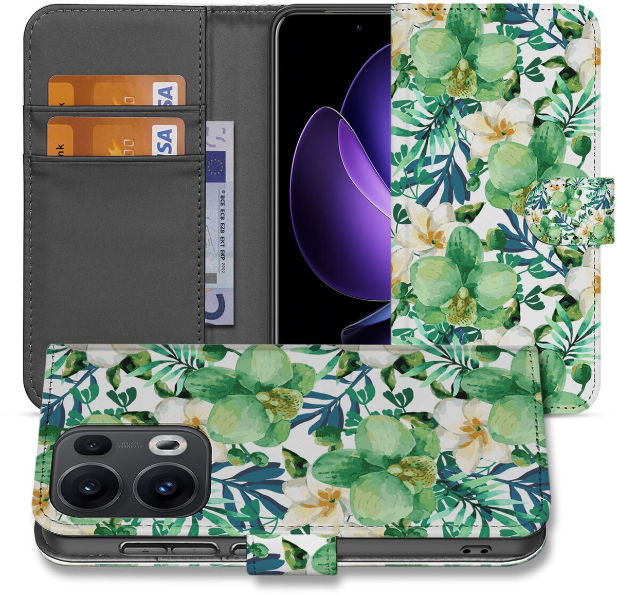 OPPO Reno 13 Pro Hoesje Orchidee Groen
