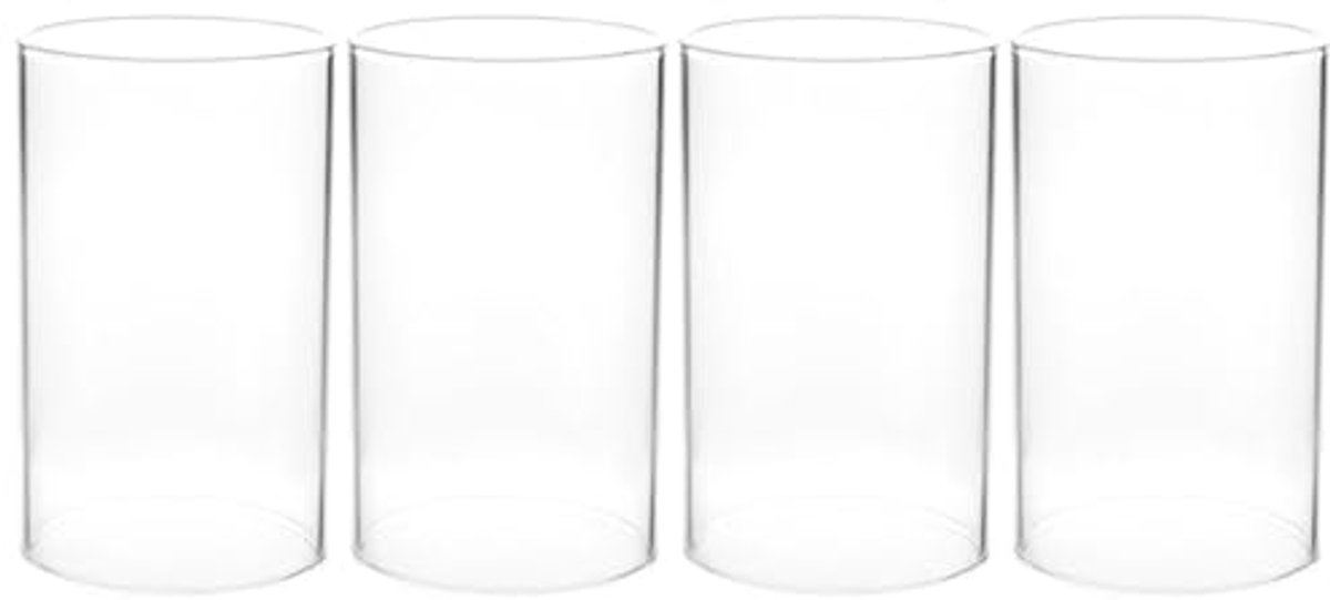 4 stuks mondgeblazen windlichtglazen - open glazen cilinders voor kaarsen en decoratie