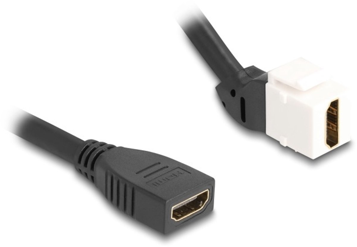 HDMI haaks (45° boven) Keystone module - HDMI (v) | HDMI2.1 (8K 60Hz + HDR) | wit | 0,20 meter