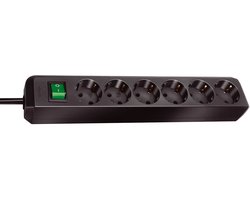 Eco-Line met schakelaar 6-voudig zwart 3 m H05VV-F 3G1,5