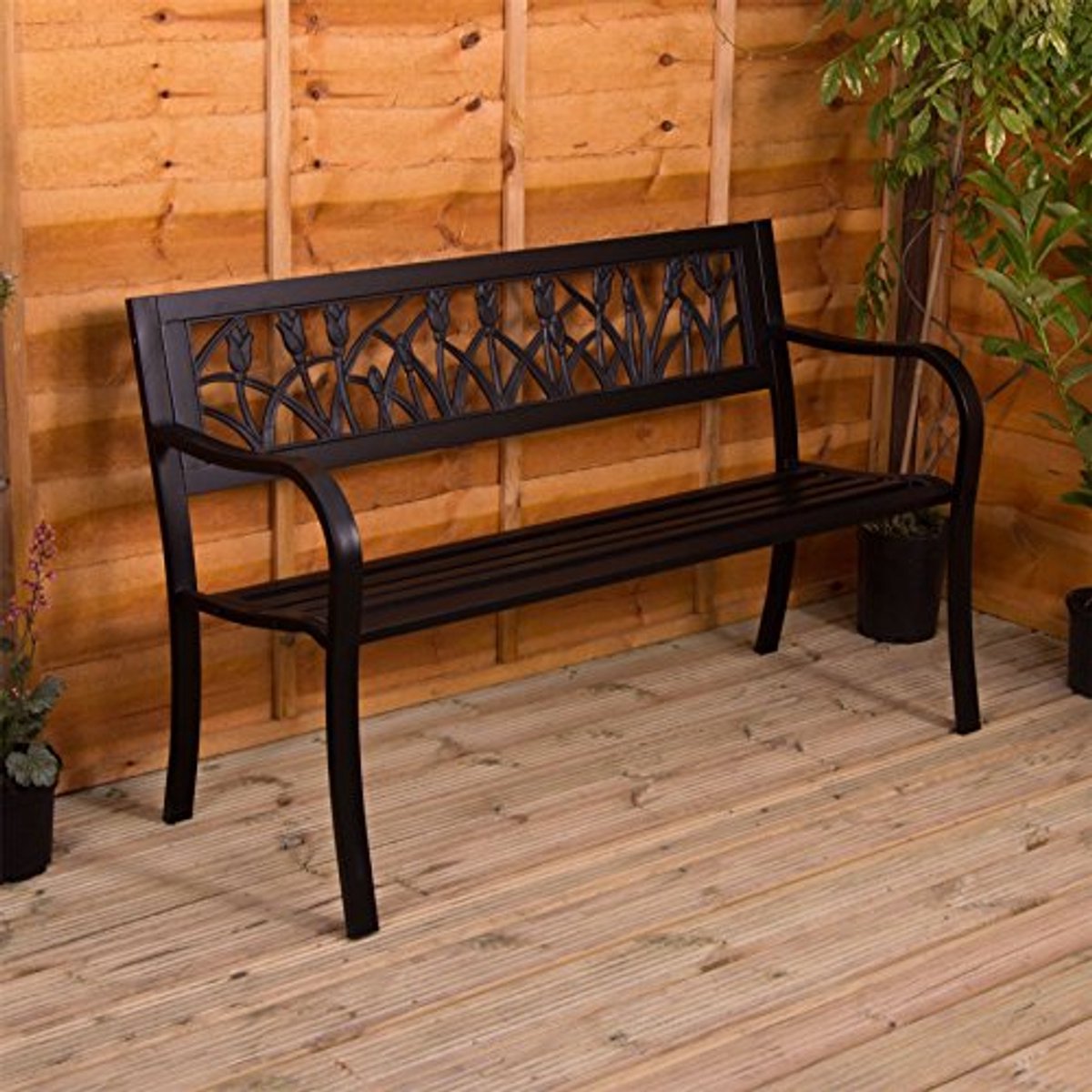 Stalen Tuinbank met Tulip Design - 3 Persoons Tuinmeubilair voor Buiten