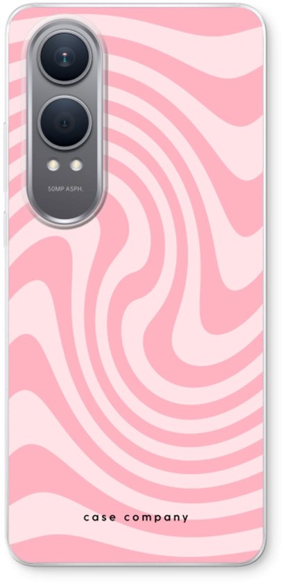 Roze en lichtroze draaikolken patroon op een telefoonhoesje voor OnePlus.