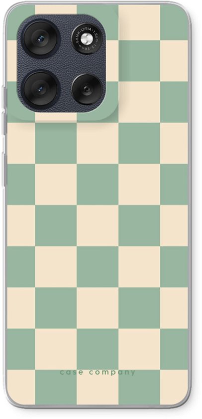 Case Company® - Étui compatible avec Motorola Moto G56 étui - Checkered Mint - Étui de Téléphone Soft Cover - Protection de tous les Côtés et Bord d'Écran
