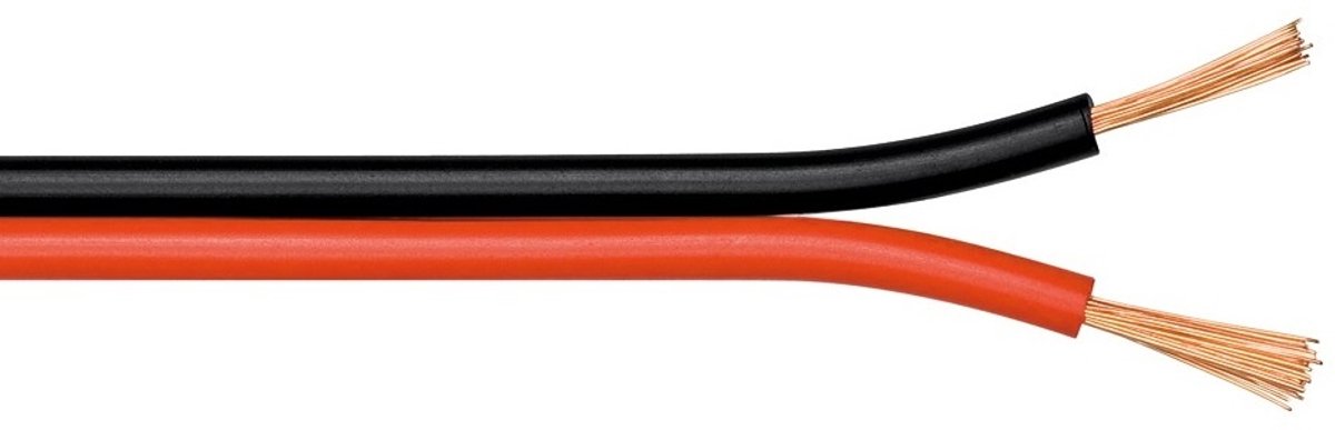Luidspreker kabel (CCA) - 2x 4,00mm² / rood/zwart - 100 meter