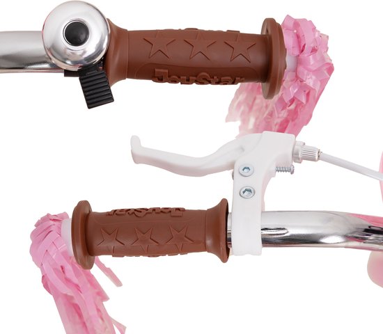Joystar Little Daisy Meisjesfiets - 14 Inch - Kinderfiets met zijwieltjes 3, 4 & 5 jaar - 92-120 Kledingmaat - Roze Fiets 14 inch - Mandje - Poppenzitje - Bel - Handrem - Roze van JOYSTAR — afbeelding 5