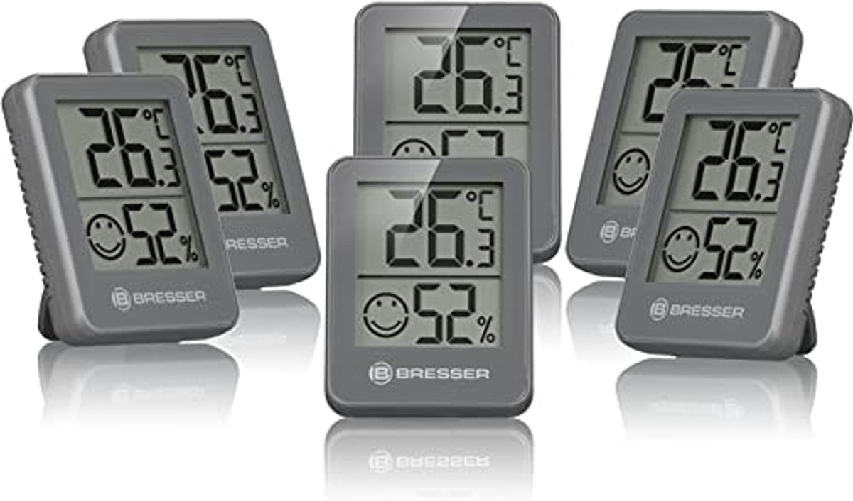 Set van 6 digitale thermometers en hygrometers voor binnenruimte