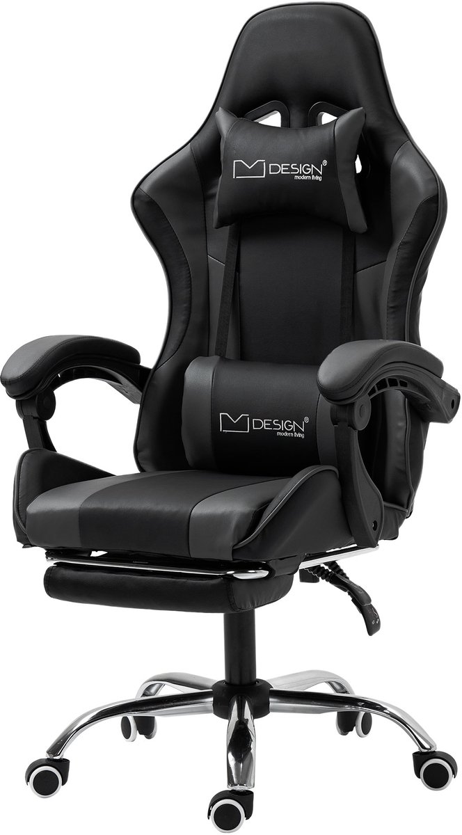 Massage gamestoel zwart/grijs PU leer ML ontwerp