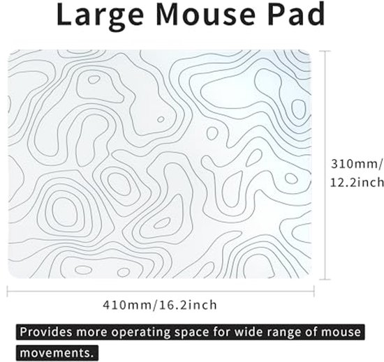 Grote glazen gaming muismat met topografisch ontwerp - 410 x 310 mm — afbeelding 3
