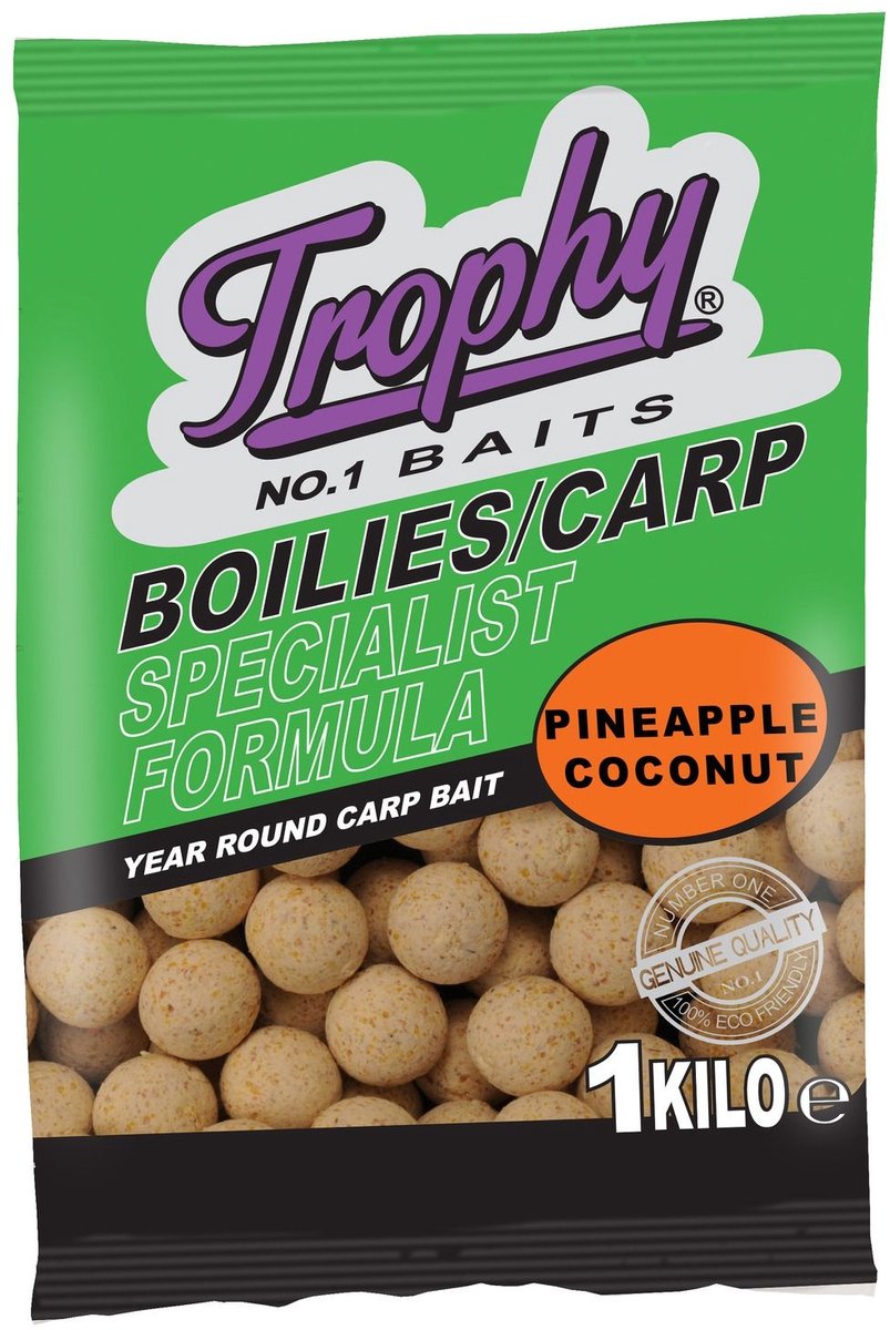 Trophy Baits Boilies Pineapple Coconut 1KG - tropische boilies met langdurige aantrekkingskracht voor karpers 15MM